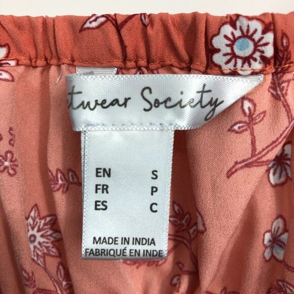 Streetwear Society Peach Floral Tank Top Casual summer buttoned mini dress S - Picture 3 of 15